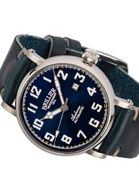 Brillier 43mm Airborne Automatic Watch with Horween Leather Strap #BR-01