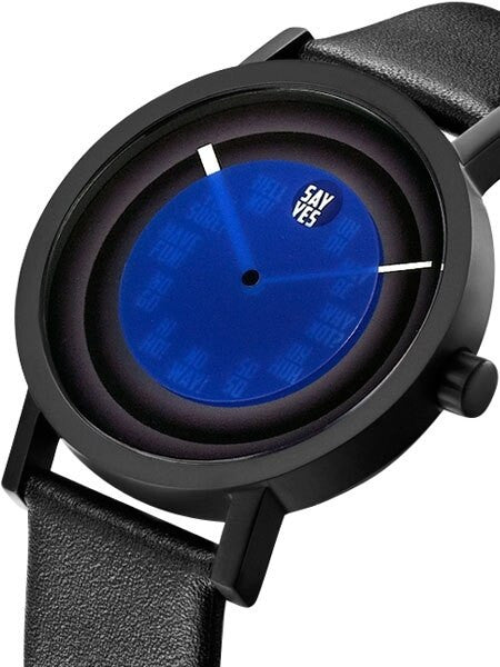 Projects 40mm Black Fortell Quartz Watch with Matching Leather Strap #7216B