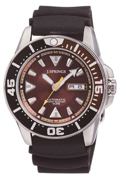 J. Springs Automatic 21-Jewel Sport Dive Watch with Day and Date, Brown Dial #BEB091