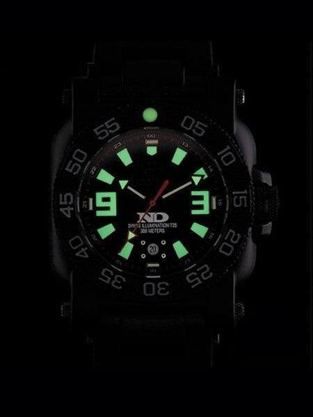 Reactor Gryphon Watch with Never Dark Illumination, Black Nitromid Polymer, Steel Core Case and Rubber Strap #73808