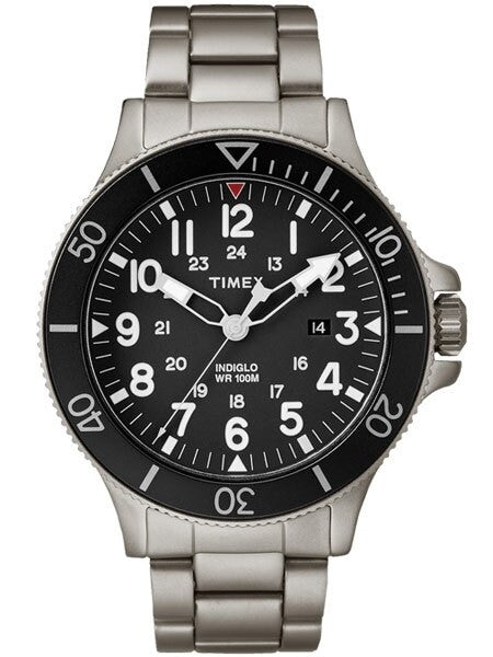 Timex 43mm Allied Coastline Quartz Watch with Black Dial and INDIGLO Night-Light #TW2R46100VQ