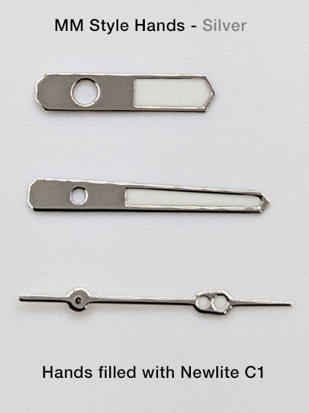 Silver MM Style Luminous Watch Hands For Seiko SKX007, SNZF17, SNZH55, SNK809, etc. Watches #H02-01