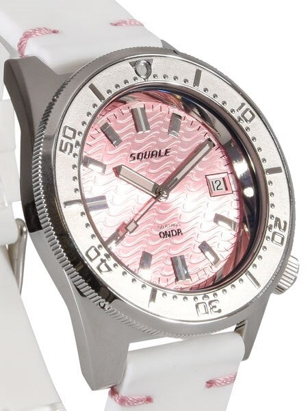 Squale 500 Meter Swiss Made Automatic Dive Watch with Pink Wave Dial  #1521-PK