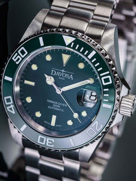 Davosa Ternos Swiss Automatic 200 Meter Dive Watch with Green Dial #16155570