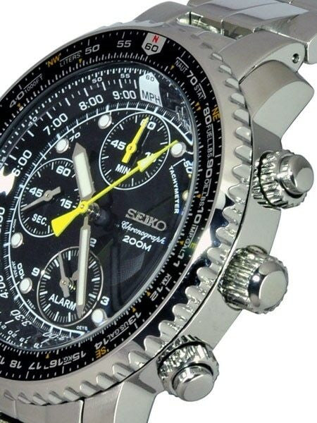 Scratch and Dent - Seiko SNA411P1 Quartz Flightmaster Chronograph Watch plus Alarm Function