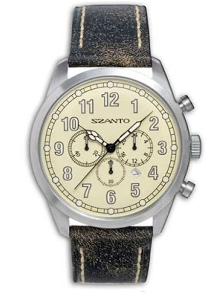 Szanto 46mm Stainless Steel, Vintage Inspired Chronograph Watch, 24-Hr Sub-Dial #2002