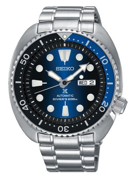 Seiko Turtle Prospex Automatic Dive Watch with Radiant Blue Dial and Stainless Steel Bracelet #SRPC25K1