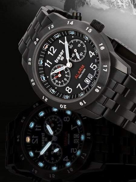 Traser Big Date Alarm Watch with Black PVD Case #T4004.359.34.01