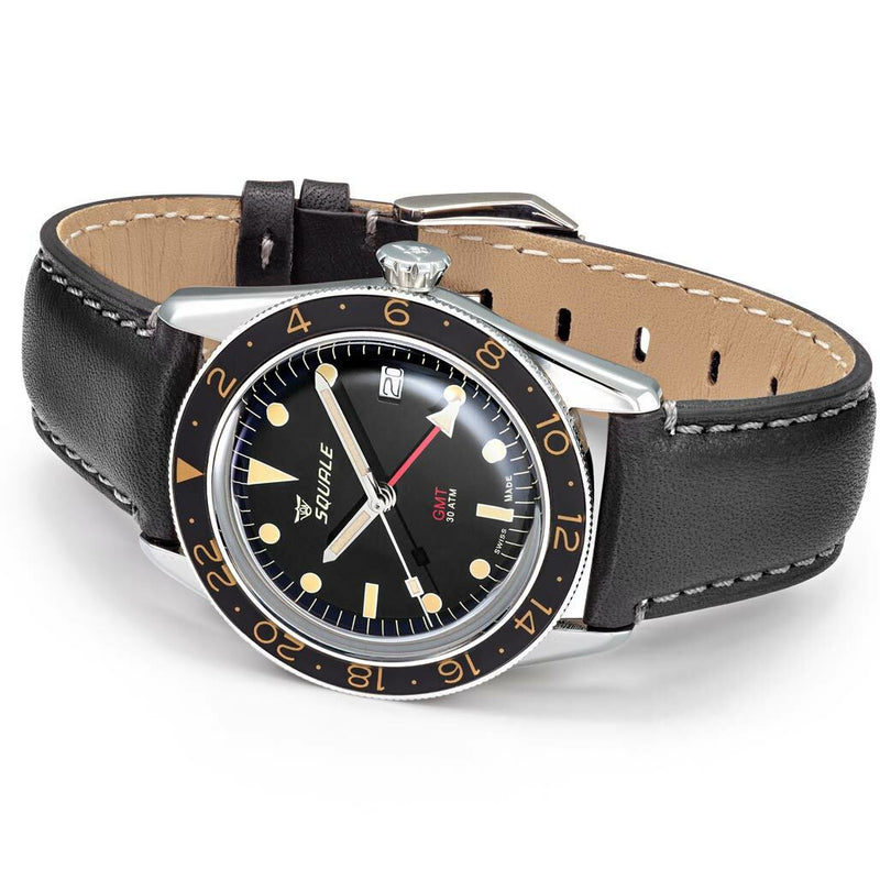 Squale 300 Meter Swiss Automatic GMT-Dive Watch, AR Sapphire Box Crystal #SUB-39GMTV Side