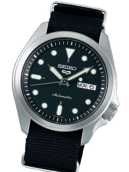 Seiko 5 Sports 24-Jewel Automatic Watch with Black Dial and Band #SRPE67