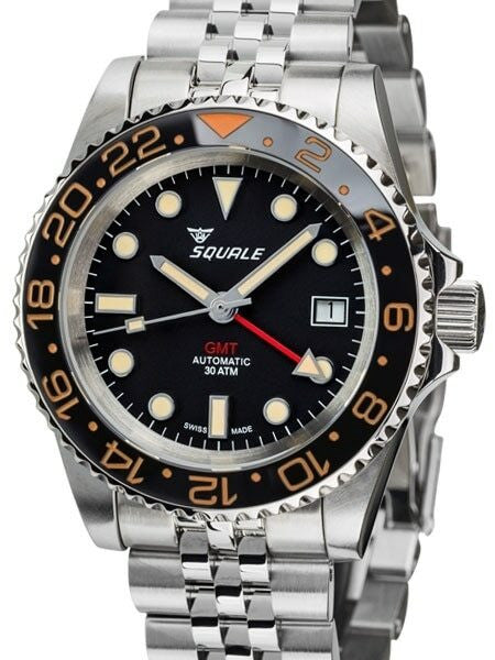 Scratch and Dent - Squale 300 meter Swiss Automatic GMT watch with Ceramic Bezel, AR Sapphire Crystal #1545GM-CER-VIN