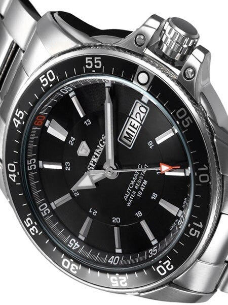 J. Springs Automatic 21-Jewel Sport Watch with Day and Date, Black Dial #BEB059