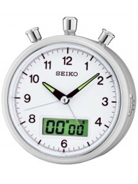 Seiko Alarm Clock and Stopwatch with Quiet-Sweep Second Hand #QHE114SLH