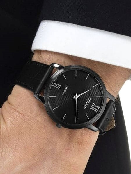 Citizen Ultra-Thin Stiletto Eco-Drive Dress Watch with Black Dial and Sapphire Crystal #AR1135-10E