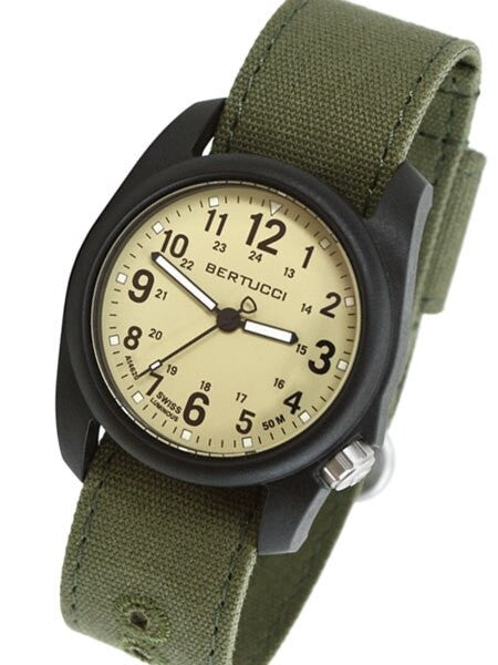 Bertucci DX3 Canvas Polycarbonate Unibody Watch, Evergreen Comfort Band, Saguaro Dial - 11093