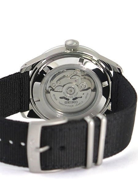 Seiko Sports 5 Black Dial 24-Jewel Automatic Watch with 44mm Case, Canvas Strap #SRP625K1