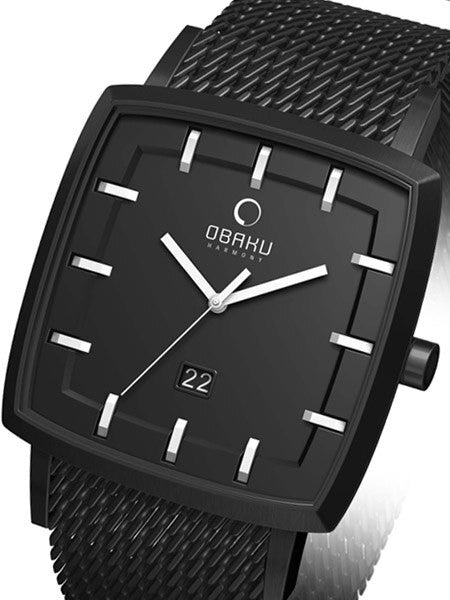 Obaku Harmony 40mm Wide Quartz Watch with Black Mesh Bracelet #V134GBBMB