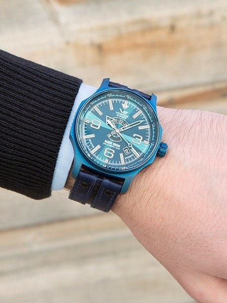 Vostok-Europe Radio Room, 32-Jewel Automatic Watch with Blue Case and Dial #595D533