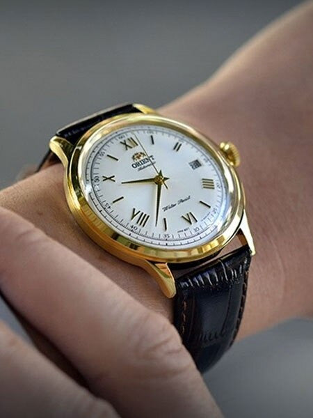 Orient Goldtone Automatic Dress Watch with White Dial, Roman Numerals #ER24009W