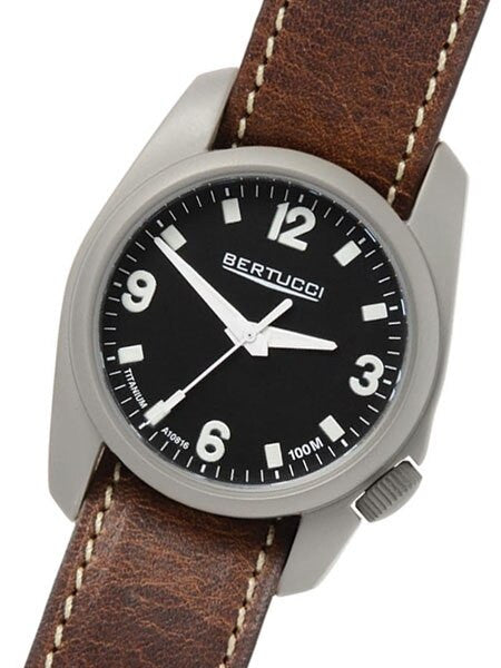 Bertucci A-1T Titanium 36mm Field Watch with Leather Strap #10303