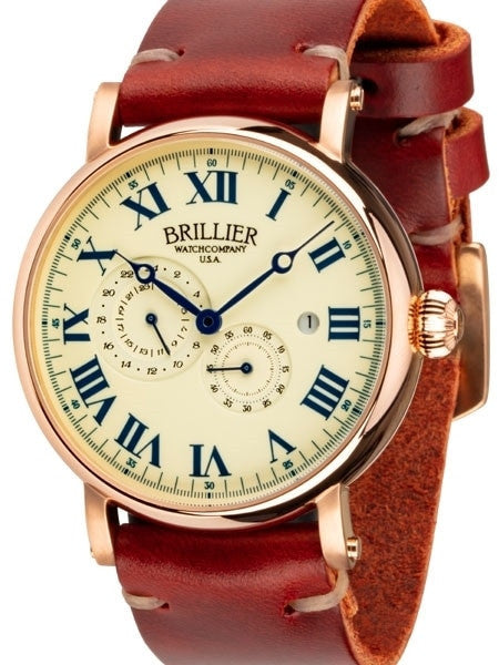 Brillier 43mm Klassique Automatic Watch with Horween Leather Strap #BR-11