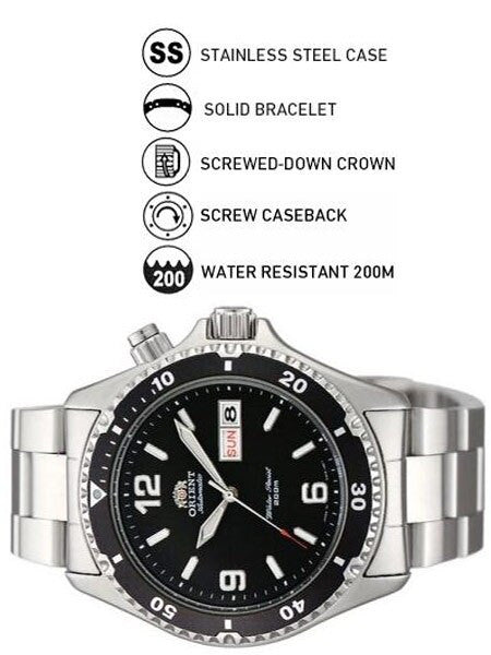 Orient Black Automatic Dive Watch on a Bracelet #CEM65001B