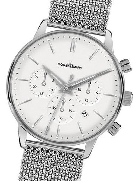 Jacques Lemans Nostalgie Chronograph with 24 Hour Sub-Dial and Mesh Bracelet #N-209C