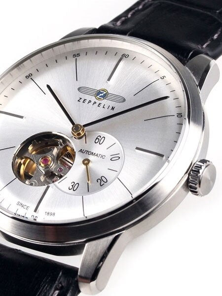 Graf Zeppelin Flatline Automatic Open-Heart Watch with Small Seconds #7364-4