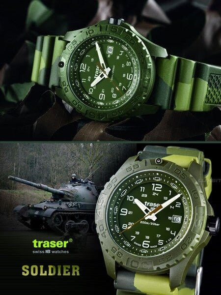 Traser Soldier Military Camouflage Watch with Green Tritium Illumination and Sapphire Crystal #106631