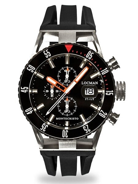 Locman Montecristo 200 Meter Quartz Chronograph Dive Watch with 44mm Case #512BKORBK