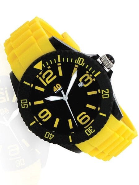 40Nine Black Plastic 41mm Case with Yellow Silicone Rubber Strap #40NINE03-BLACK-LEMON