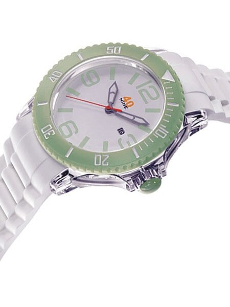 40Nine Clear Plastic 41mm Case with White Silicone Rubber Strap #40NINE03-WHITE-APPLEGREEN