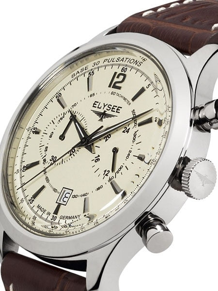 Elysee 43mm Artos Quartz Chronograph Watch with 60-minute Stopwatch #18003