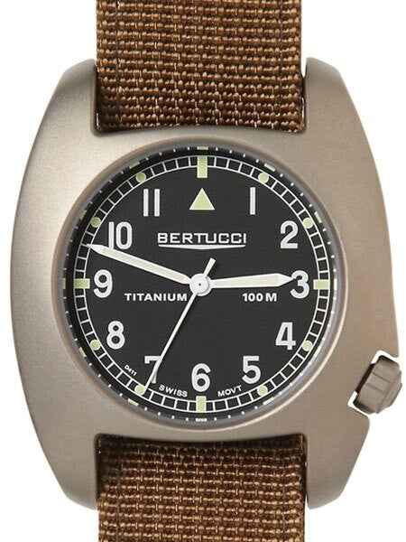 Bertucci D-1T Titanium Field Watch with Brown Nylon Strap #17006