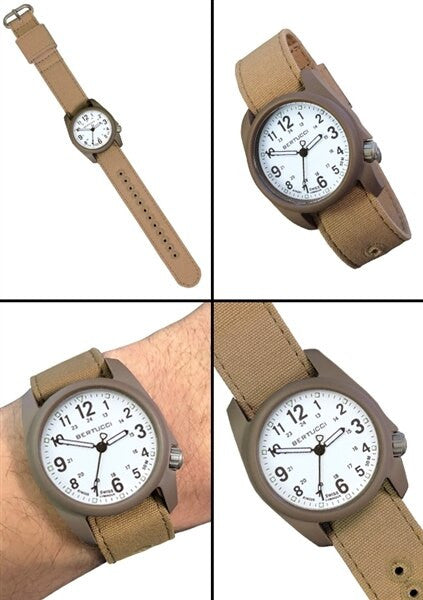 Bertucci DX3 Canvas Polycarbonate Unibody Watch, Sahara Comfort Band, White Dial - 11088