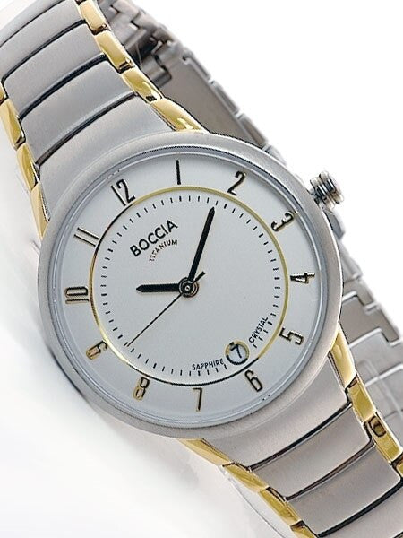 Boccia Ladies Quartz Watch with Two-Tone Titanium Case and Bracelet #3158-02