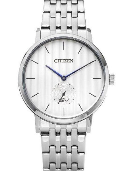 Citizen Quartz Dress Watch with White Dial and SS Bracelet #BE9170-56A