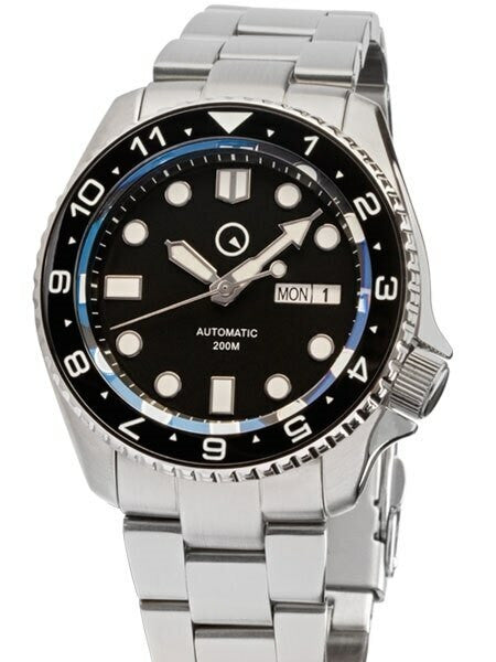 Scratch and Dent- Islander Automatic Dive Watch with AR Sapphire Crystal, Dual-Time Luminous Ceramic Bezel #ISL-01