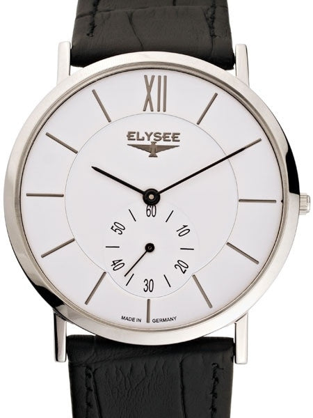 Elysee Thin Quartz Dress Watch with Silver Dial and Small Seconds #80480