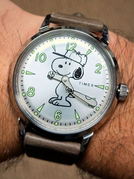 Timex 40mm Welton Quartz Watch with Snoopy Baseball Themed Dial #TW2R94900VQ