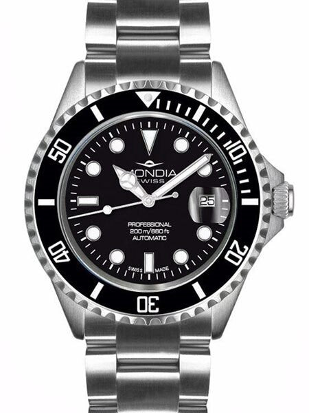 Mondia Swiss Automatic Dive Watch with Black Dial #MS-213-SSBK-BK-OCM
