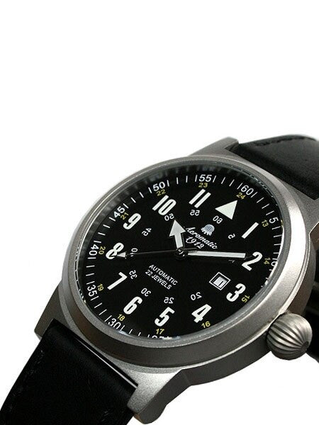 Aeromatic 1912 Automatic 48mm Aviator Watch with Black Leather Strap #A1347
