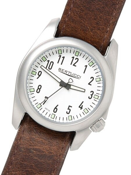 Bertucci Ventara Stainless Steel Field Watch with a USA Horween?« leather Strap #11071