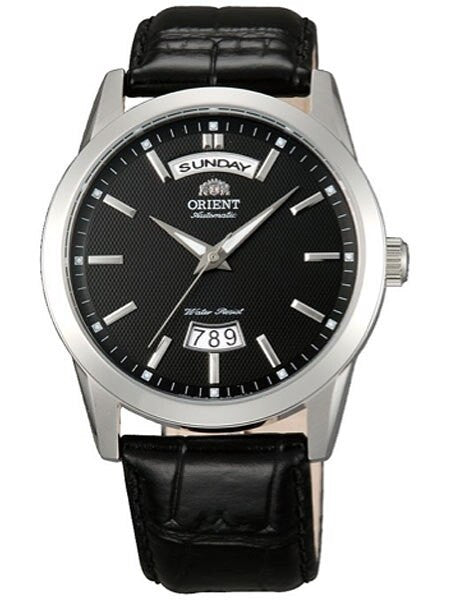 Orient Union 21-Jewel Automatic Day and Date Watch with Black Dial and Black Strap #EV0S004B