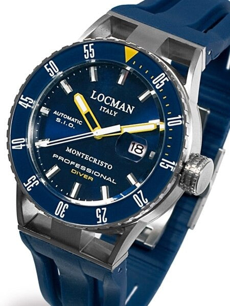 Locman Montecristo 200 Meter Automatic Dive Watch with 44mm Stainless Steel and Titanium Case #513BLYLBL
