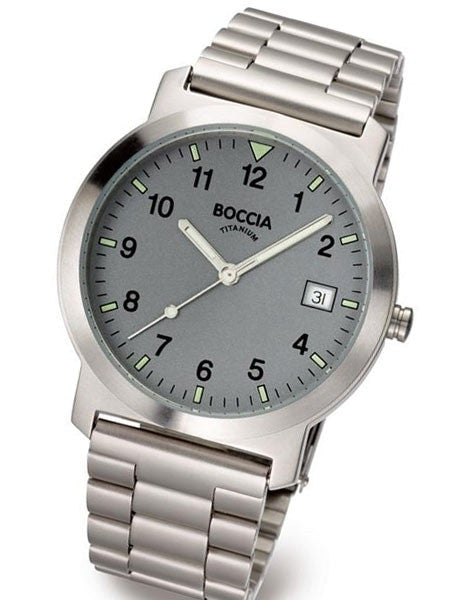 Boccia Thin Mens Quartz Watch with 37mm Titanium Case and Titanium Bracelet #3545-02