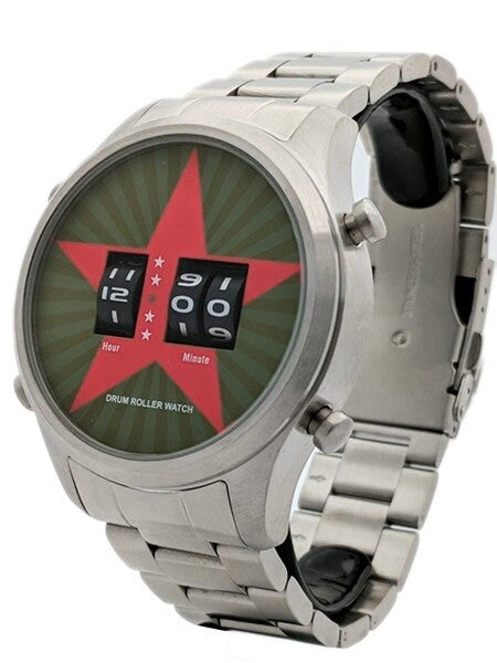 Red Star Quartz Drum Roller Watch with 44mm Case #8395G-A