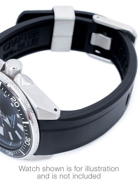 Crafter Blue 22mm Curved-End Rubber Watch Strap for Seiko Samurai #CB09-A