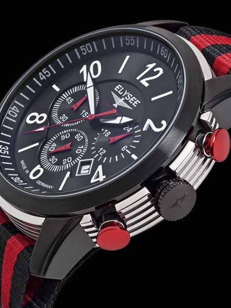 Elysee 45mm The Race I Quartz Chronograph Watch with 60-minute Stopwatch and Sapphire Crystal #80524
