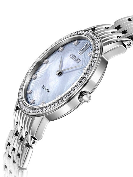 Citizen Ladies Eco-Drive Watch with MOP Dial and Swarovski Crystals #EX1480-82D